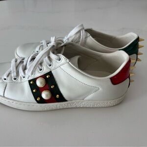 Gucci Ace Studded Faux Pearl Sneakers